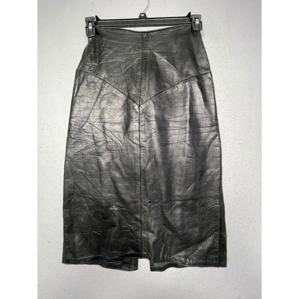 Emphasis Skirt Genuine Leather Black Size 4 W28 Women